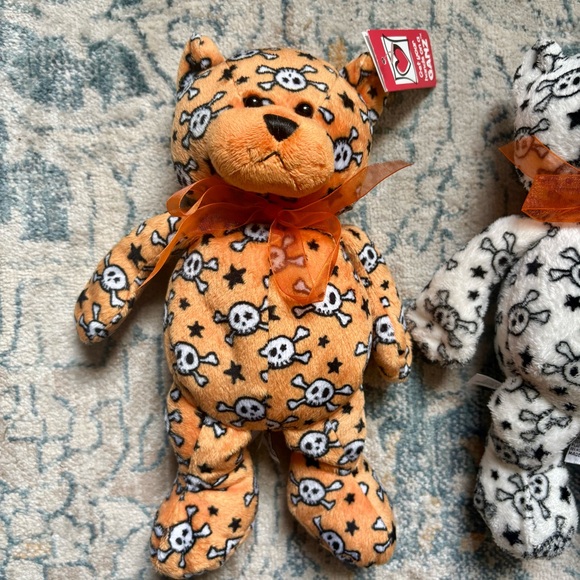 ☠️ GANZ NWT Skull Bear Lot of 2 Halloween Plush Decor Toy Stuffed Animal Holiday - Picture 2 of 9
